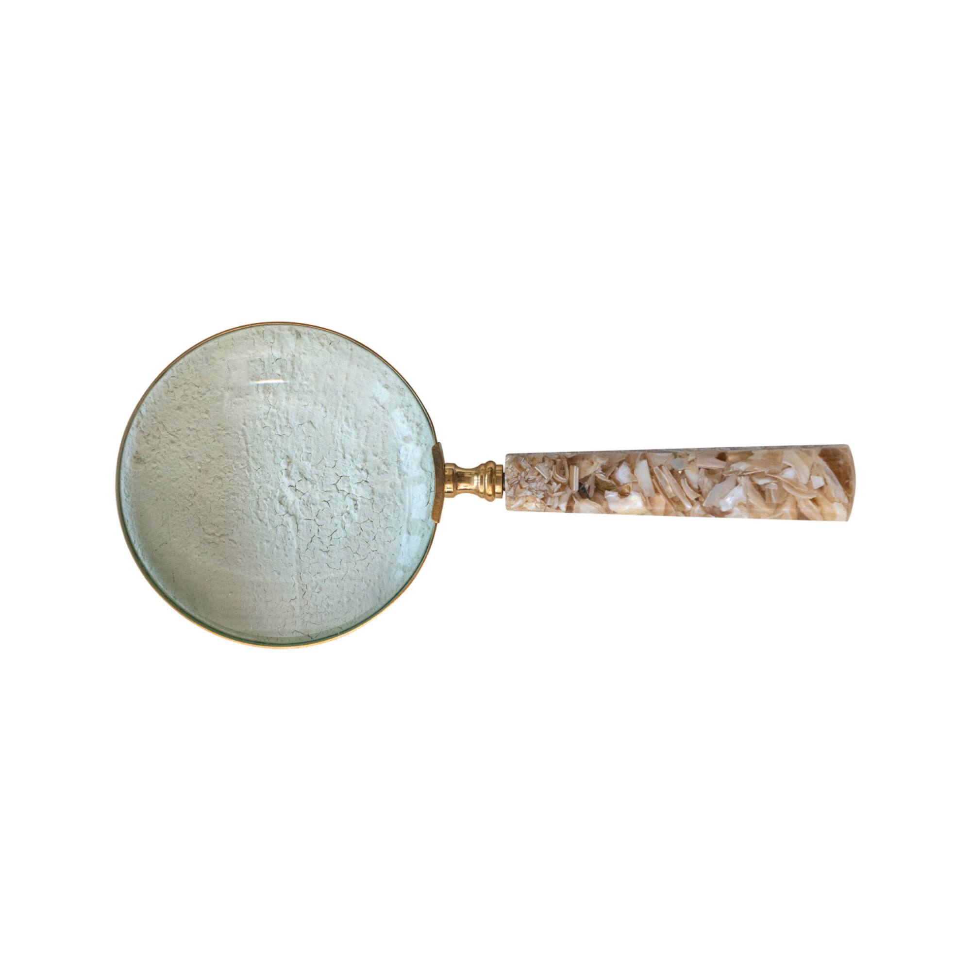 Hello Honey® 9" Brass Magnifying Glass with Mother of Pearl Handle